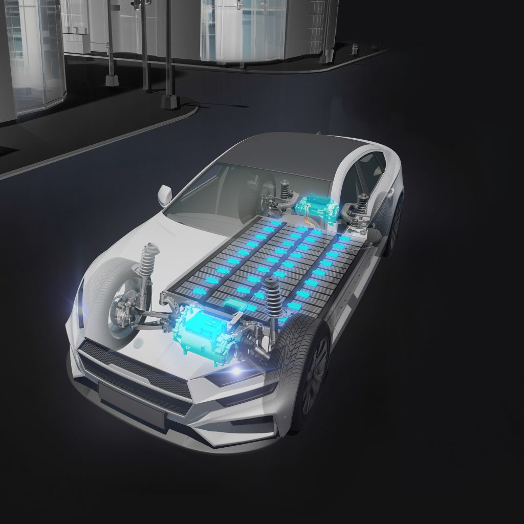 E-Drive Electrification Transparentes Auto mit Akku